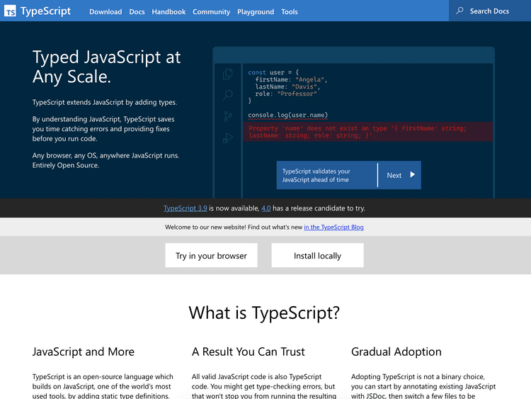 Screenshot of Typescript