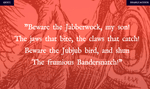 web page depicting text from Jabberwocky