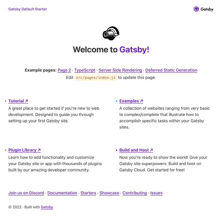 Screenshot of gatsby-starter-default